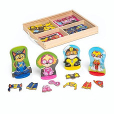 Melissa & Doug Paw Patrol Wooden Magnetic Pretend Play (64 Pieces), Multi Color - Toys, Activity Set For Kids Ages 3+