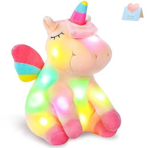 Athoinsu 12" Pink Unicorn Plush Toy with LED Lights