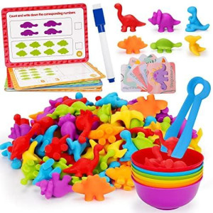 Counting Dinosaurs Montessori Toys For 3 4 5 Years Old Boys Girls Toddler Manipulatives Preschool Learning Activities Kindergarten Educational Sensory Fine Motor Skills Toys For Kids Ages 2-4 3-5 4-8