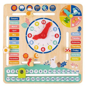 TOOKYLAND Montessori Wooden Daily Calendar Toy - Multicolor