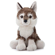 The Petting Zoo Timber Wolf Stuffed Animal, Gifts For Kids, Wild Onez Zoo Animals, Timber Wolf Plush Toy Sitting 12 Inches