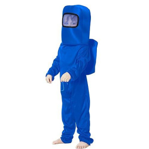 Noucher Kids Astronaut Costume Game Space Suit Red Jumpsuit Halloween Backpack Cosplay Costumes For Boys Kids Girls Aged 3-10(Tag L(7-8T), Blue)