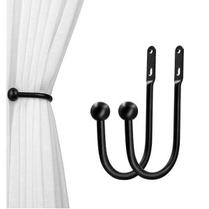 VRSS Black Curtain Tiebacks - Simple Drapery Holdbacks (2pcs)