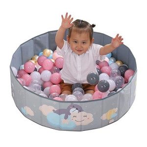 Limitlessfunn Foldable Double Layer Oxford Cloth Kids Ball Pit, Play Ball Pool With Storage Bag (Balls Not Included) Playpen For Baby Toddlers (48 Inch, Large, Grey)