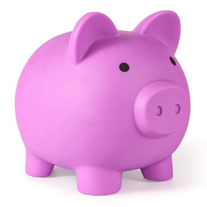 Pjdrllc Piggy Bank, Unbreakable Plastic Money Bank, Coin Bank For Girls And Boys, Medium Size Piggy Banks, Practical Gifts For Birthday, Easter, Christmas (Light Purple)