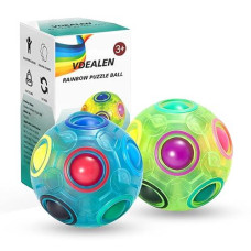 Vdealen Magic Rainbow Puzzle Ball, Fidget Ball Puzzle Brain Teaser Fidget Toy For Boys & Girls- Birthday Party Easter Valentines Day Christmas Stocking Stuffers For Kids Teen & Adults-2 Pack