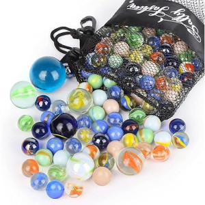 SallyFashion 66 PCS Assorted Color Glass Marbles for Kids