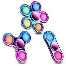 FIGROL Fidget Spinners 3 Pack - Golden Blue Party Favors