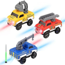 Tracks Cars Replacement Only, Toy Cars For Magic Tracks Glow In The Dark, Racing Car Track Accessories With 5 Flashing Led Lights, Compatible With Most Car Tracks For Kids Boys And Girls(3Pack)