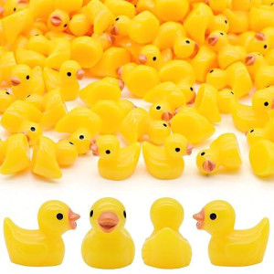 Yuronam 70 Pcs Tiny Ducks Mini Resin Ducks Miniature Ornaments For Slime, Dollhouse, Garden Decoration(Yellow)