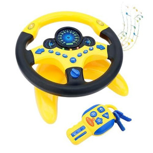 Deao Kids Steering Wheel Toy Simulation Steering Wheel Toy With Light And Sound Driving Toys Childhood Educational Gift (Yellow)