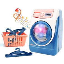 Deao Washing Machine Toy For Kids Dollhouse Furniture Pretend Play Household Appliance Realistic Sounds With Lights Laundry Play Set With Rotatable Roller For Children Birthday Present…