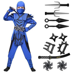 Spooktacular Creations Kids Halloween Ninja Costume, Boys Ninja Costume For Toddler, Halloween Costume Dress Up Party, Ninja Role Playing, Themed Parties, Blue (Small (5-7Yr))