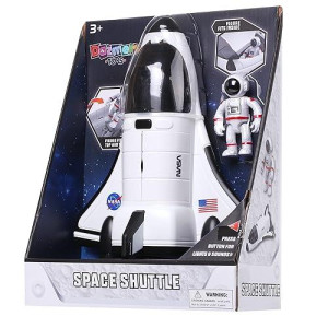 Dazmers Spaceship Shuttle Toy With Astronaut Figure - Light-Up Rocket Ship With Blast-Off Sound Effects - Space Exploration Play And Interactive Space Toys For Kids 5-8 Years Old - 10X8X4 Inches