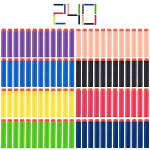 Kiseer 240 Pcs Colorful Refill Darts Bullets Ammo Pack For Nerf N-Strike Elite Series Blasters