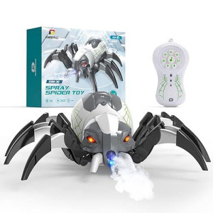 Deerc Remote Control Spider, Realistic Robot Spider With Spray And Lights, Rc Big Boy Toys, Gifts For Kids, Christmas Birthday Party Joke Pranks, Bot Black Widow Spider Real With Music Effect