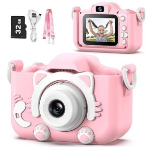 Goopow Kids Camera - Pink Cat Digital Video Camcorder