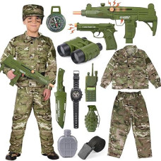 Tacobear Army Soldier Costume Set for Kids, Army Green, 8-9