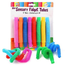 Playkidz 8 Pack Mini Pop Tubes - Sensory Fidget Toys for