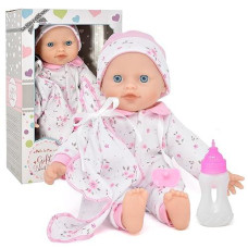 12 Inch Soft Body Baby Doll In Gift Box, Baby Doll With Bottle And Pacifier, Blanket And Pink Floral Clothes