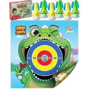 Yoya Toys Dinosaur Inflatable Lawn Darts Game For Kids & Adults | Double-Sided Mat | Fun Family Sports & Outdoor Play Toys | Great For The Backyard, Beach, Party, Game Night, Camping