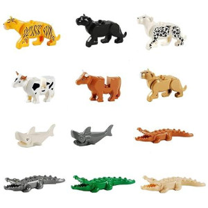 Nw 12Pcs Animal Building Blocks Zoo Sencery Accessories Animal Set Building Bricks Kit Diy Building Set Compatible All Major Brands