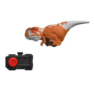 Mattel Jurassic World Dominion Uncaged Dinosaur Toy With Clicker-Controlled Motion & Sound, Click Tracker Atrociraptor Red Dino Action Figure