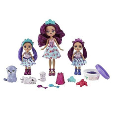 Enchantimals Family Set With Gerika Golden Retriever Small Doll & 3 Puppy Figures, City Tails Toy Collection