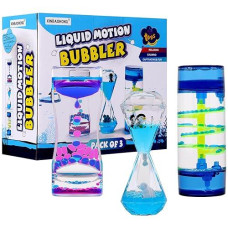 Xinbaohong Liquid Motion Bubbler For Kids And Adults 3-Pack Hourglass Liquid Bubbler Timer For Sensory Play Fidget Toy Stress Management Desk Decor