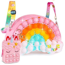 Aucma Rainbow Unicorn Crossbody Purse for Girls, Medium