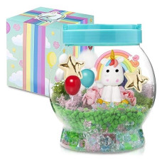 Memory Building Co Light-Up Unicorn Terrarium Kit For Kids - Christmas & Birthday Gift For Girl Or Boy - Best Unicorn Toys & Kits, Arts & Crafts Gifts For Girls & Boys Age 4 5 6 7 8 9 10-12 Year Old