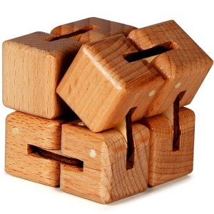 Bunmo Wooden Large Infinity Cube Fidget Toy | Eco-Friendly Beechwood Fidget Cube For Adults | Stimulating & Engaging Fidgets For Adults | Teen Boy Toys | Fidget Toys Adults | Gifts For Teenage Boys