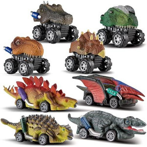 Playvibe Dinosaur Toys For Kids Toys - 8 Pull Back Toy Cars | Dino Vehicle Playsets | Dinosaur Toys For Kids 3-5, 5-7 | Dino Toys Kid Toys Toddler Boy Toys