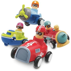 Likee Toy Cars For Toddlers 1 2 3 4 Years Old Boy Girl, 4 Pcs Pull Back Cars For 18+ Months Baby Infant Gift, Kids Trucks Push And Go Back Friction Powered Vehicles (Transport)