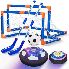 Hot Bee Hover Soccer Ball, 3-In-1 Indoor And Outdoor Soccer Ball, Hover Hockey Set For Kids Ages 3 4 5 6 7 8-12, Rechargeable Led Birthday Gift Soccer Games Toys For Boys