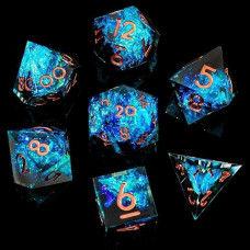 YEMEKO Sharp Edge Blue Dark DND Dice Set for RPG Games