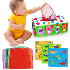 Thremhoo Baby Toys 3 4 5 6 7 8 9 12 Month Old Montessori Tissue Box Toys For Babies Infants 0-6 6-12 Months Sensory Educational Crinkle Toy Developmental For 1 2 Year Old Boys Girls Toddlers