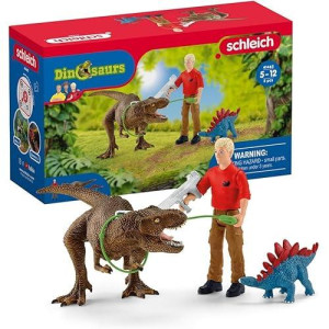 Schleich T-Rex Attack Dino Set - 5-Piece Toy for Kids 