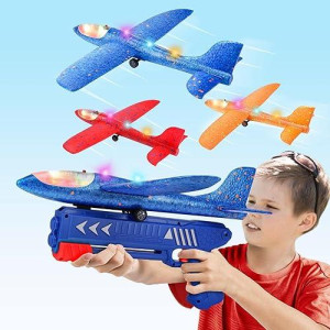 Aiencsai 3 Pack Foam Glider Toy - LED Catapult Plane Set