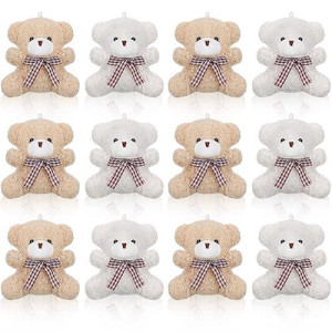 Zomiboo 12 Pieces 4 Inch Plush Mini Bear Bunny Puppy Koala Easter Stuffed Animals Jointed Doll Toys Furry Dolls For Birthday Wedding Graduation Party Favors Diy Keychain (Bear, Apricot And White)