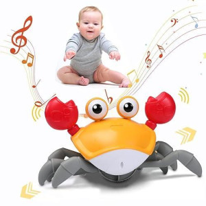 XONTEUS Orange Crab Tummy Time Toy with Music & Lights