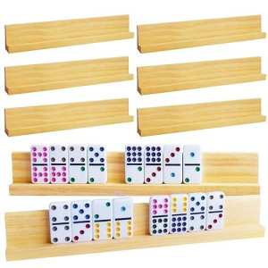 Yuanhe Wooden Domino Holder Racks - Dominoes Tile Tray Organizer Stands, Set Of 8