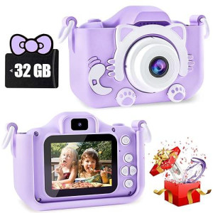 CIMELR Kids Digital Camera, Purple, 32GB, Ages 3