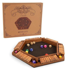 WOOD CITY Wooden Shut The Box Game for 6 Players