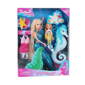 Bettina Mermaids Princess Doll With Little Mermaid Doll & Seahorse Play Set | Mermaid Gifts For Girls|Mermaid Toys For 3 To 7 Year Olds