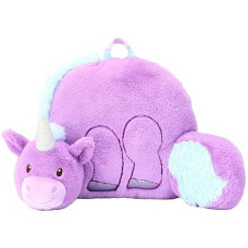 Soft Landing | Nesting Nooks | Soft And Cuddly Portable Back Rest And Reading Pillow With Storage Pocket - Unicorn , Purple 15 X 23 X 14 Inches