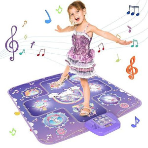 GirlsHome Unicorn Dance Mat - LED Musical Pad for Kids