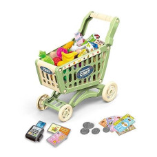 RedCrab Green Kids Shopping Cart Toy Set with 54pcs Accessories