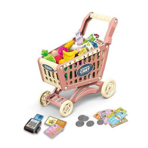 RedCrab Pink Kids Shopping Cart Toy Playset - 54pcs