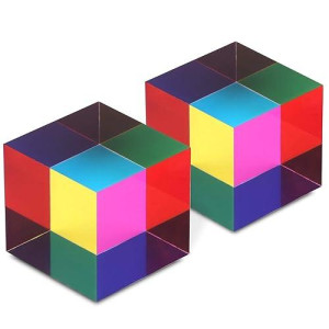 Zhuochimall Cmy Mixing Color Cube, 40Mm (1.57 Inch) Acrylic Cmycube Prism For Desktop Decoration, Science Learning Toys Educational Gifts For Kids, 2 Pack